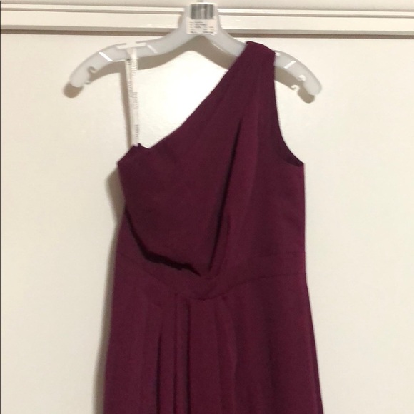 David’s Bridal Long One-Shoulder Dress Sangria - Picture 2 of 3